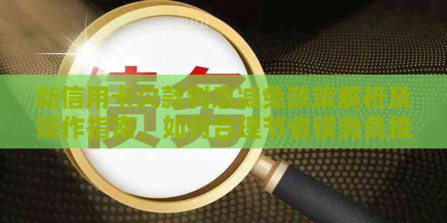 新信用卡欠款利息减免政策解析及操作指南，如何合理节省债务负担？