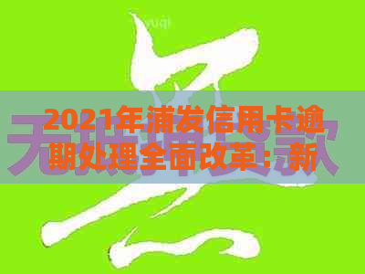 2021年浦发信用卡逾期处理全面改革：新法规解读与应对策略