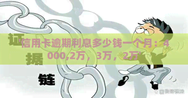 '信用卡逾期利息多少钱一个月：4000,2万，3万，2万'