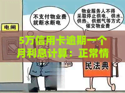 5万信用卡逾期一个月利息计算：正常情况下应是多少？