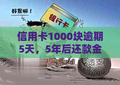 信用卡1000块逾期5天，5年后还款金额及处理方式