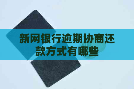 新网银行逾期协商还款方式有哪些