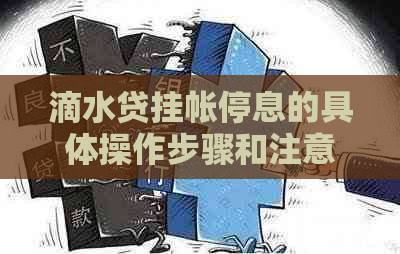 滴水贷挂帐停息的具体操作步骤和注意事项