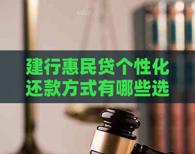 建行惠民贷个性化还款方式有哪些选择