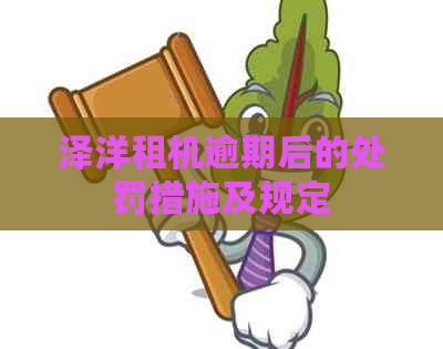 泽洋租机逾期后的处罚措施及规定