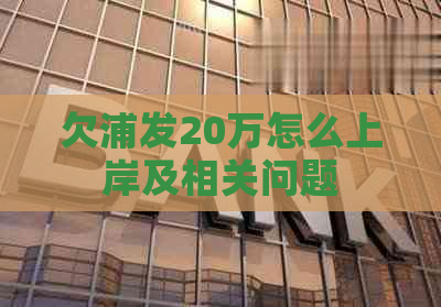 欠浦发20万怎么上岸及相关问题