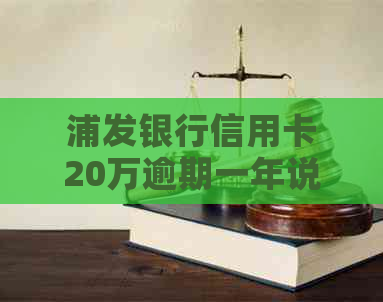 浦发银行信用卡20万逾期一年说通过法律程序追讨：解决方法与注意事项